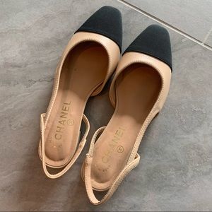 Cap toe two tone new design slingback flat pumps